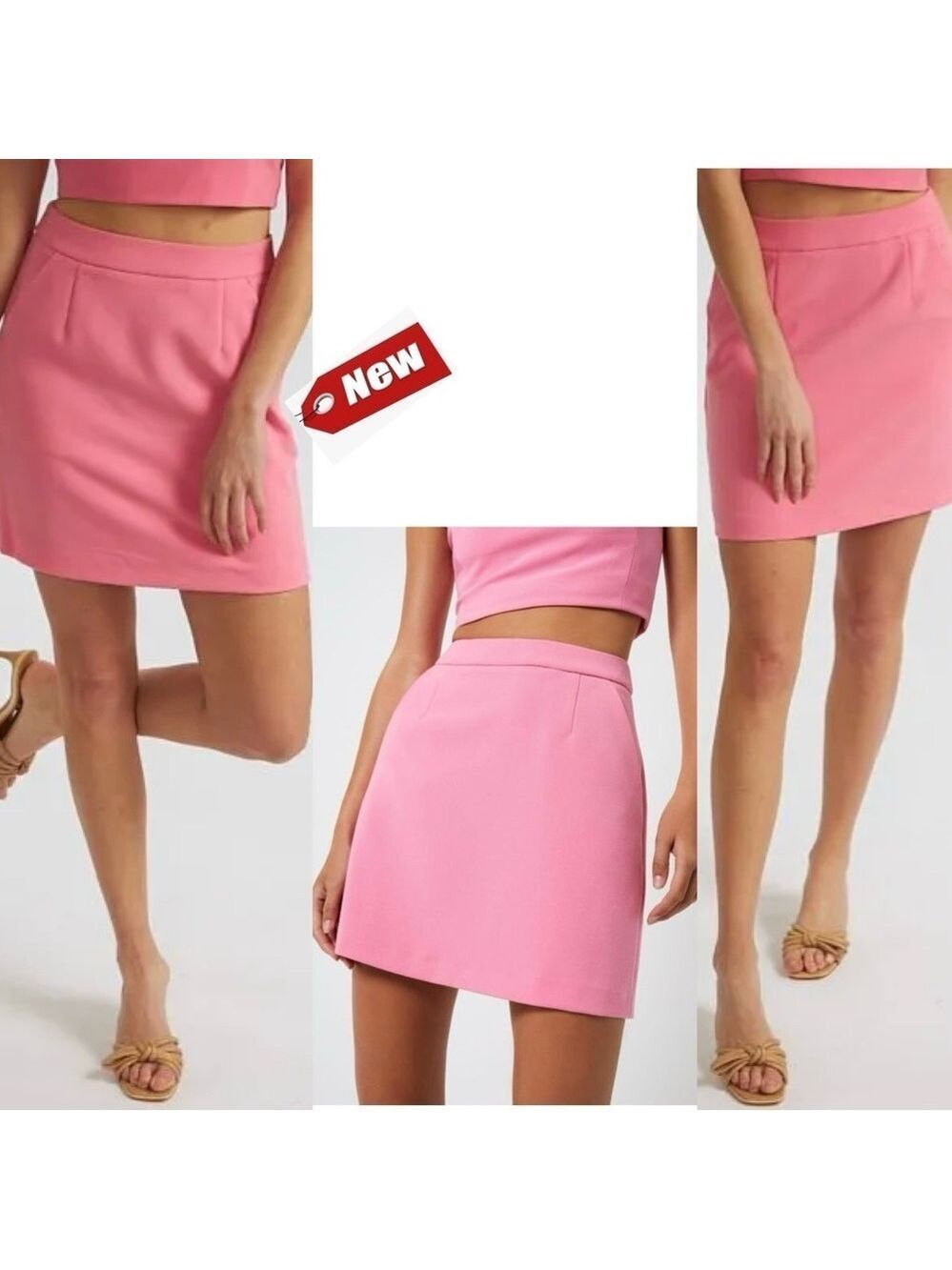 French Connection pink whisper short mini skirt pockets Sz 8 NWT